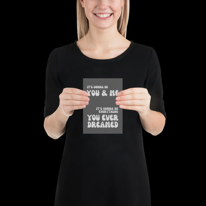 You and Me Grey Silver Lyrics Wall Print - Ibiza Colourful Funny Cute Birthday Christmas Gift Unique Leopard Cocktail House Music