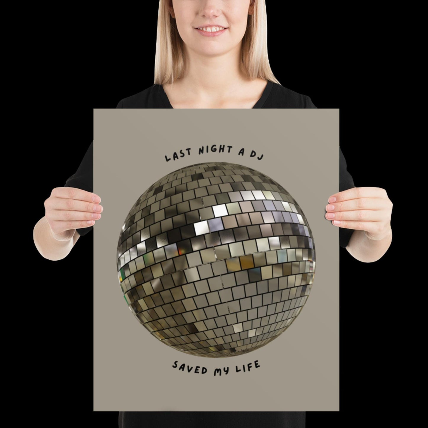 Last Night a DJ Saved My Life Silver Disco Ball Wall Print -  Ibiza Colourful Funny Cute Birthday House Music Gift Unique Art Poster Funky