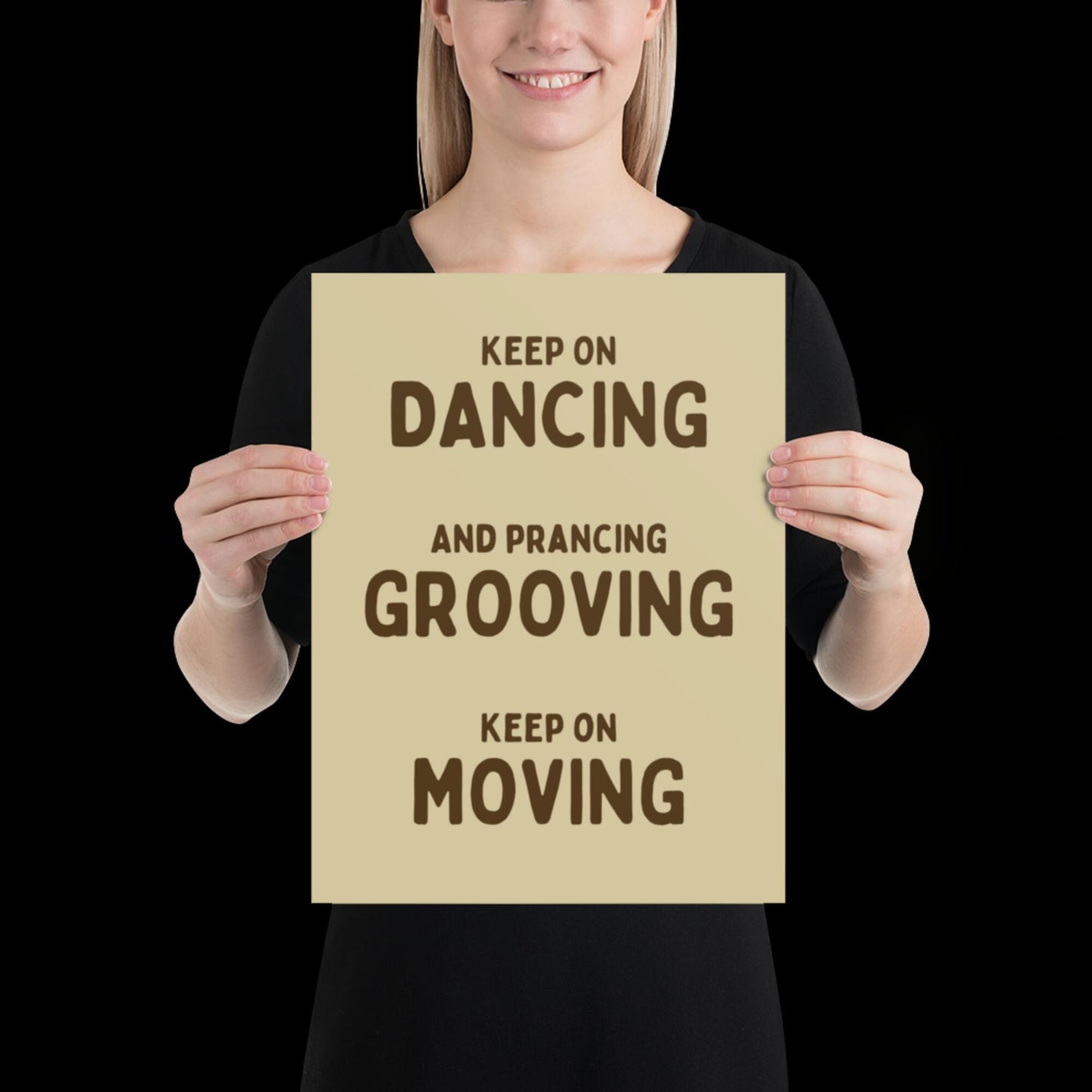 Music is The Answer Typographic Beige/Gold Wall Print - Ibiza Art Bold Typographic Colourful House Music Poster Groovy Bar Disco Funky