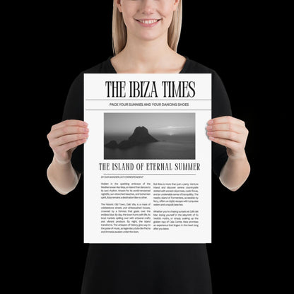 This Ibiza Times - Newspaper Ibiza Retro Disco Print Music Poster Wall Art A5 A4 A3 Bold Typographic Gallery Wall Black and White Magazine