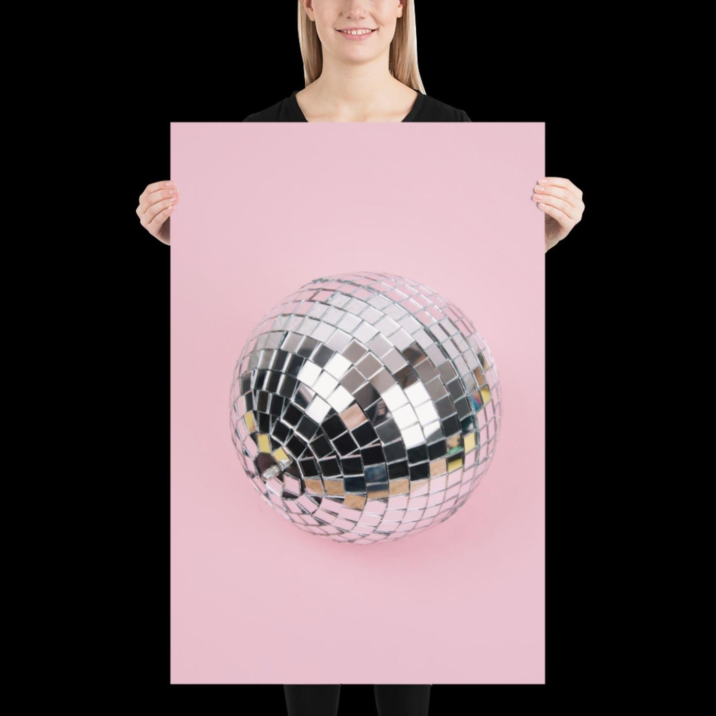 Pink Disco Ball Wall Print | Mirror Ball | Dancing | Trendy | Music Poster | Wall Art | Funky | Typographic | A1 A2 A3 | Realistic | Disco