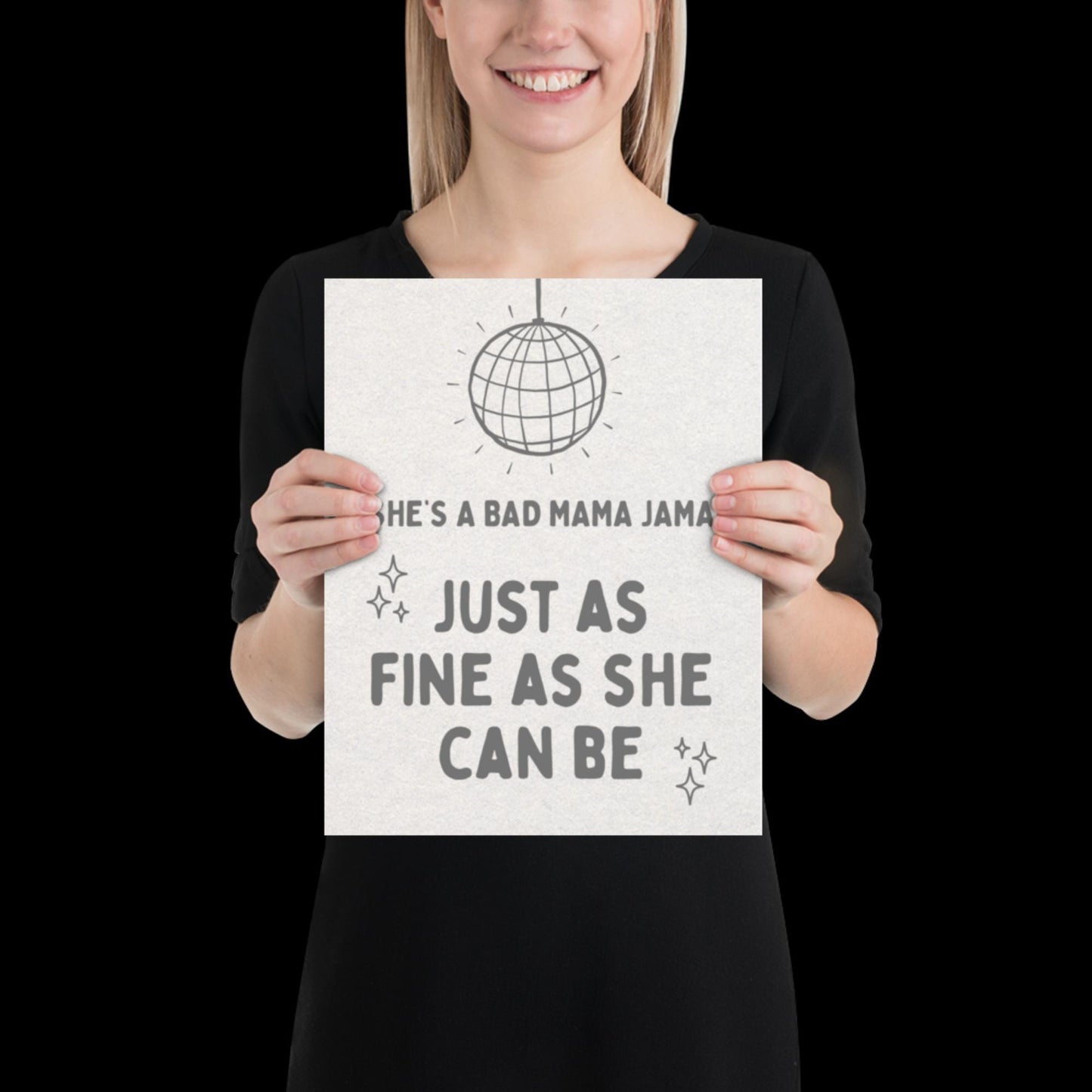 She's a Bad Mama Jama Carl Carlton Lyric Print | House Music Poster | Quote Print | Typographic | Disco Decor | Disco Ball Wall Print | Gift