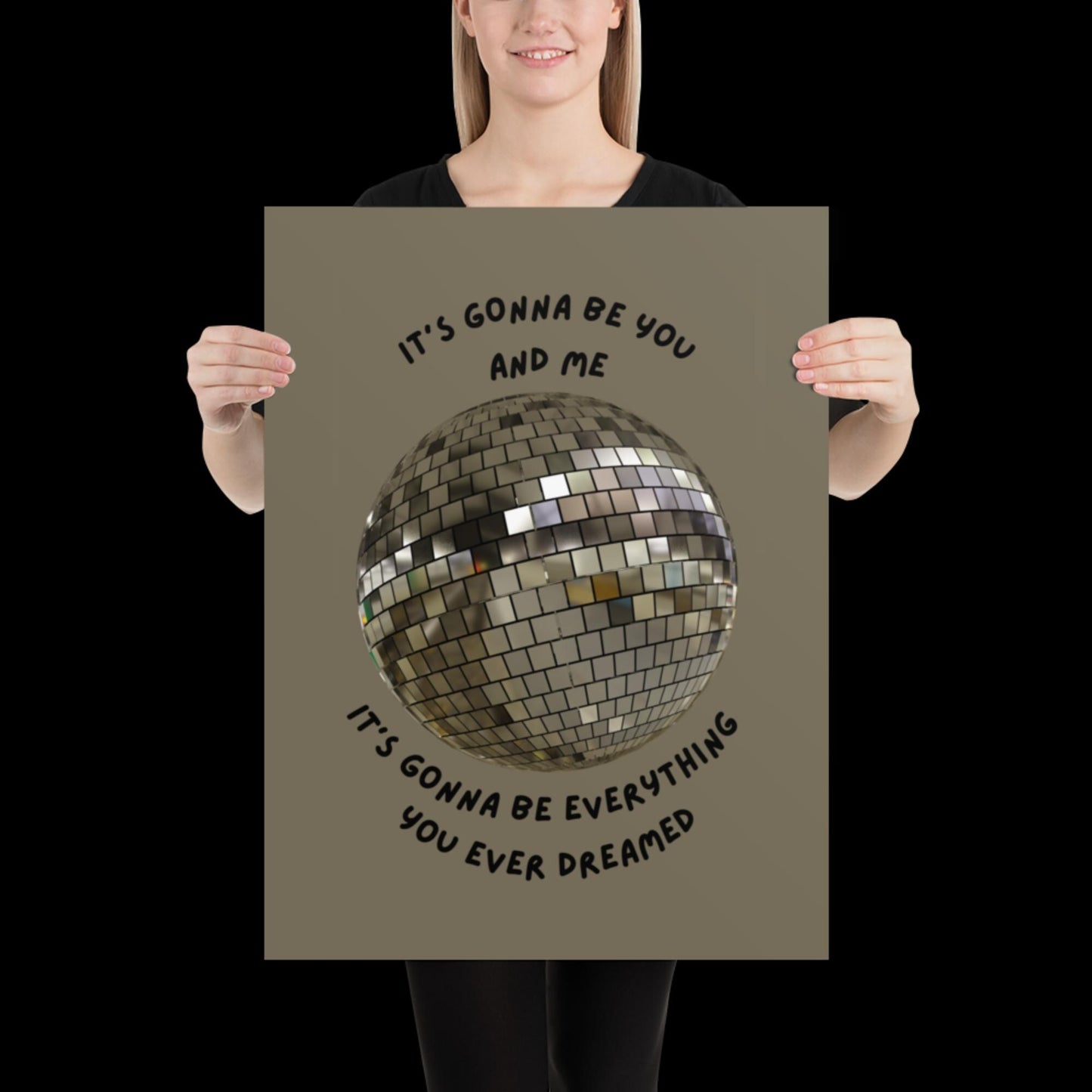 You and Me Silver Gray Disco Ball Wall Print - Ibiza Colourful Funny Cute Birthday Christmas Gift Unique Leopard Cocktail
