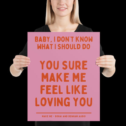 Make Me Inspired Pink and Orange Print - Borai Denham Audio Ibiza Bold Typographic Colourful House Music Poster Groovy Bar Disco Funky
