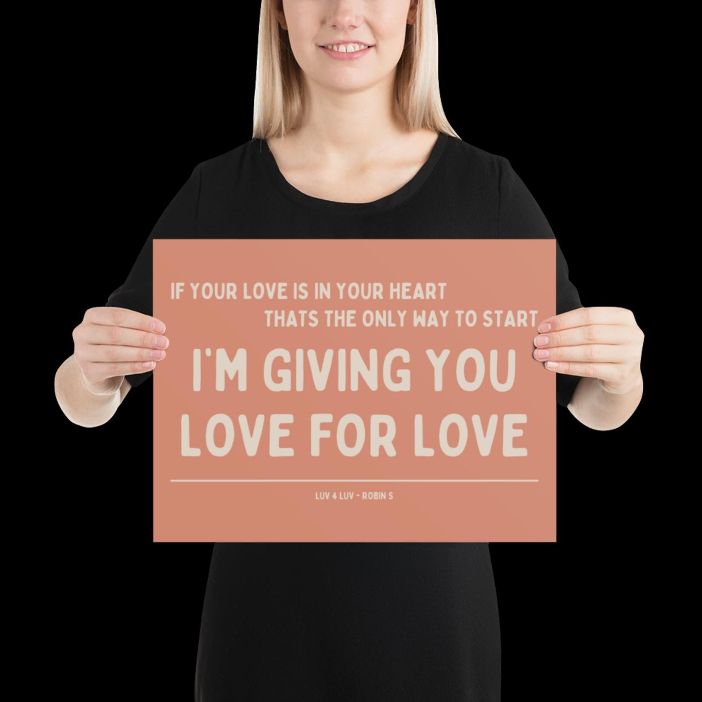 Love for Love (Luv for Luv) Robin S Lyric Print - Orange and Beige - Disco Music Poster Wall Art Retro Inspired Music Bold Typographic Quote