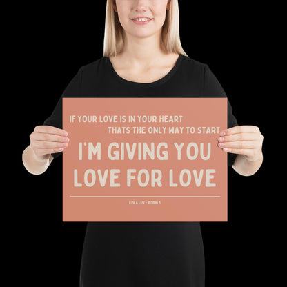 Love for Love (Luv for Luv) Robin S Lyric Print - Orange and Beige - Disco Music Poster Wall Art Retro Inspired Music Bold Typographic Quote
