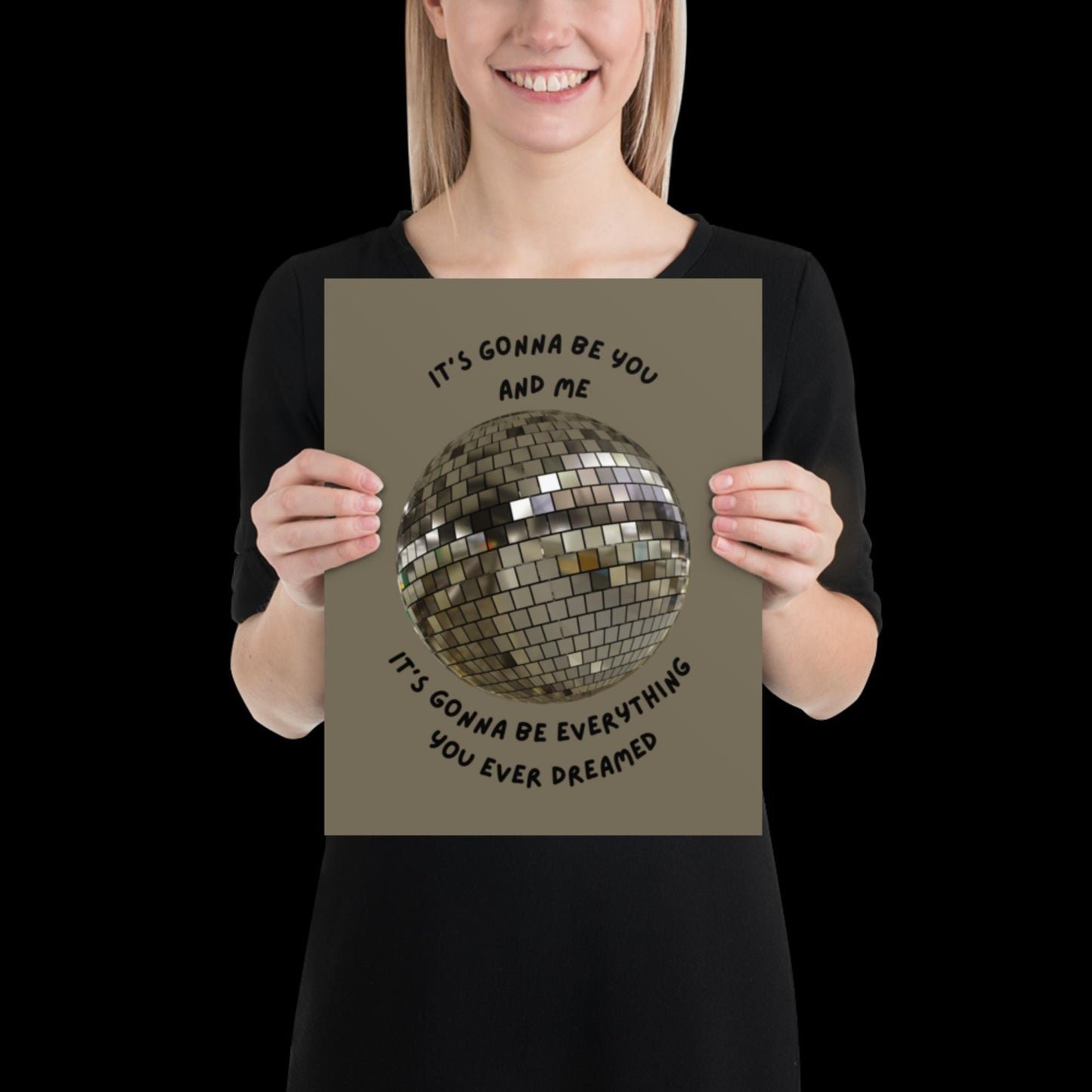 You and Me Silver Gray Disco Ball Wall Print - Ibiza Colourful Funny Cute Birthday Christmas Gift Unique Leopard Cocktail