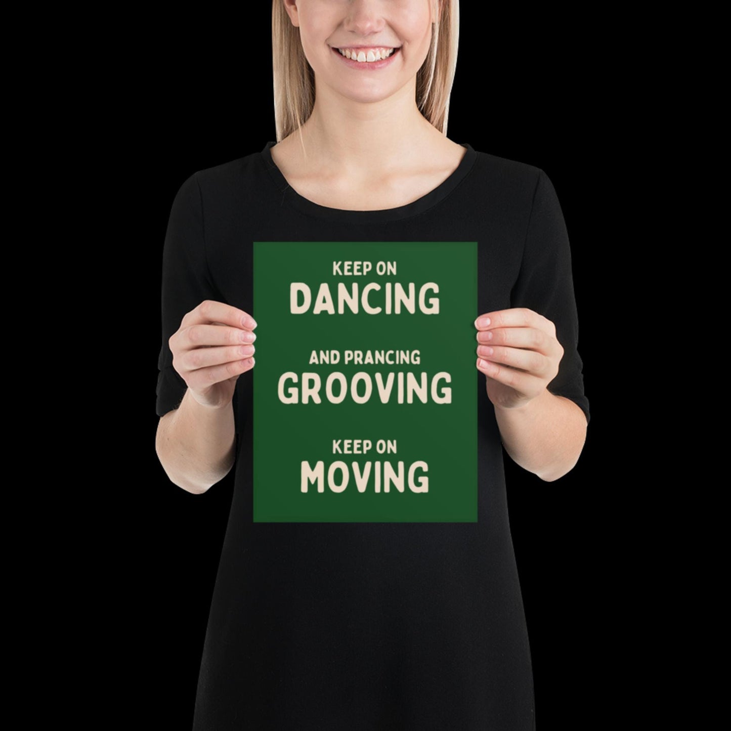 Music is The Answer Typographic Green and Beige Wall Print - Ibiza Art Bold Typographic Colourful House Music Poster Groovy Bar Disco Funky