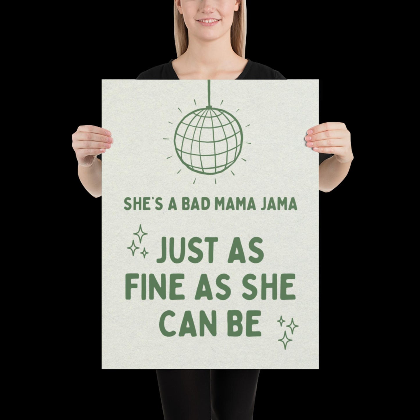 She's a Bad Mama Jama Carl Carlton Lyric Print | House Music Poster | Quote Print | Typographic | Disco Decor | Disco Ball Wall Print | Gift