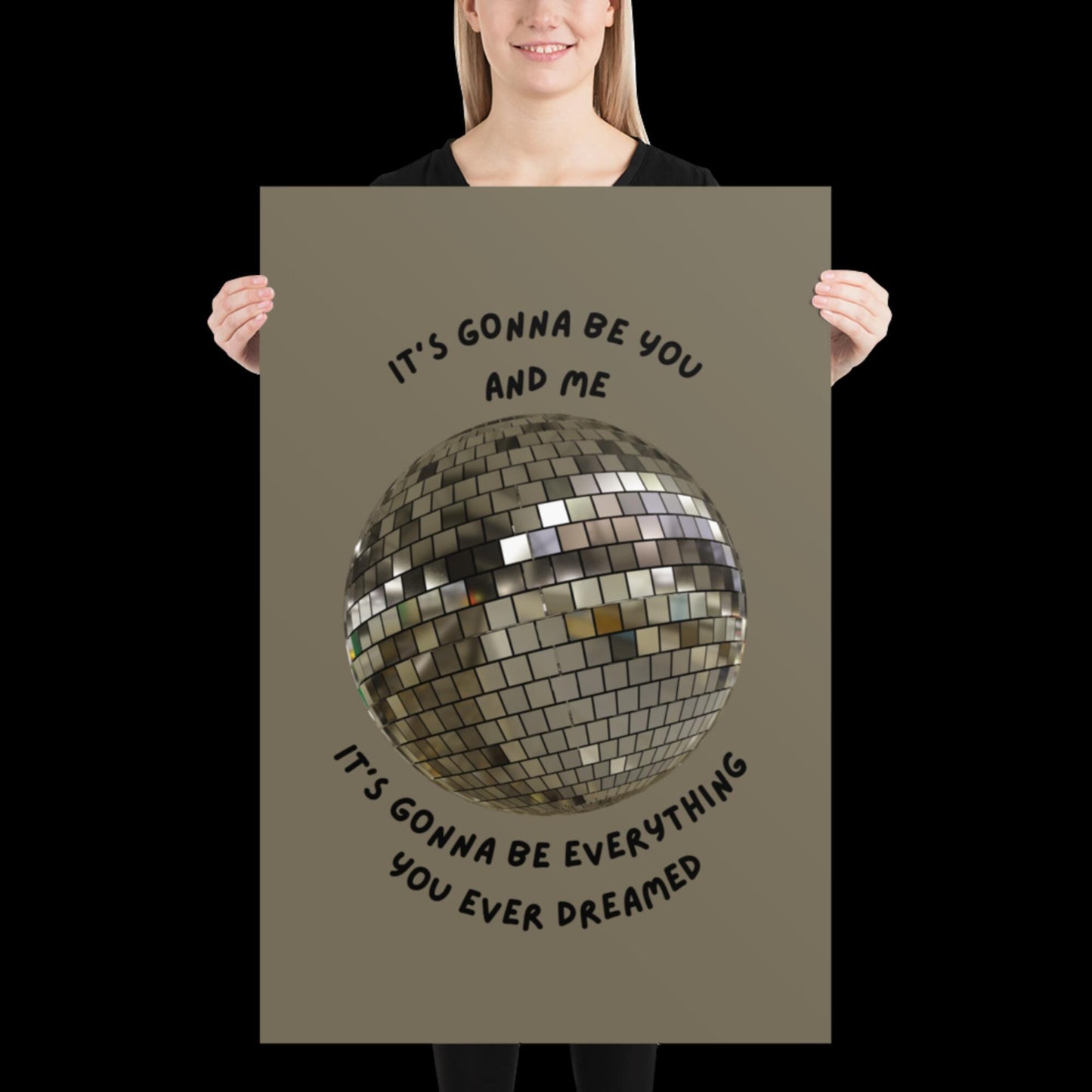 You and Me Silver Gray Disco Ball Wall Print - Ibiza Colourful Funny Cute Birthday Christmas Gift Unique Leopard Cocktail