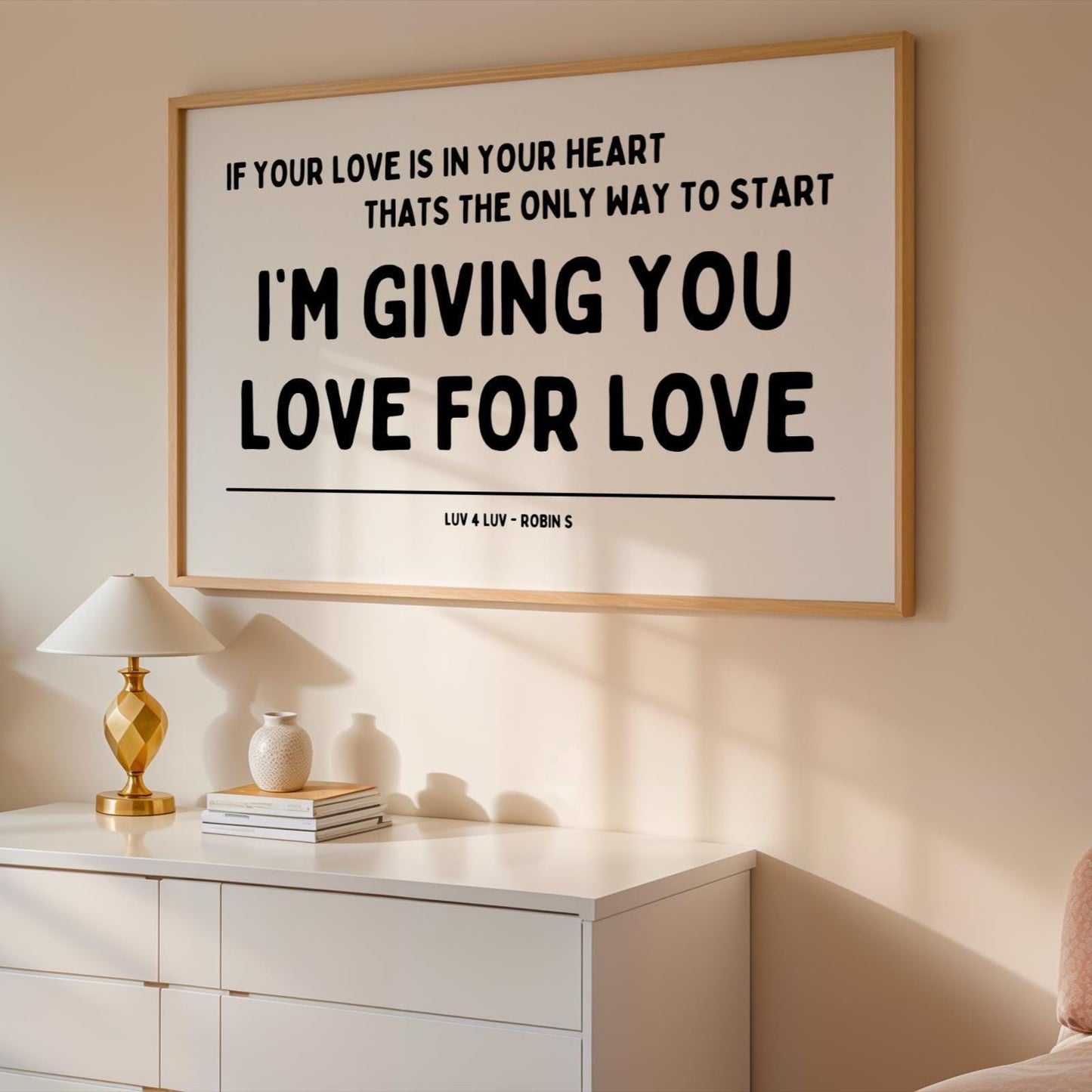 Love for Love (Luv for Luv) Robin S Lyric Print - Black and White - Disco Music Poster Wall Art Retro Inspired Music Bold Typographic Quote