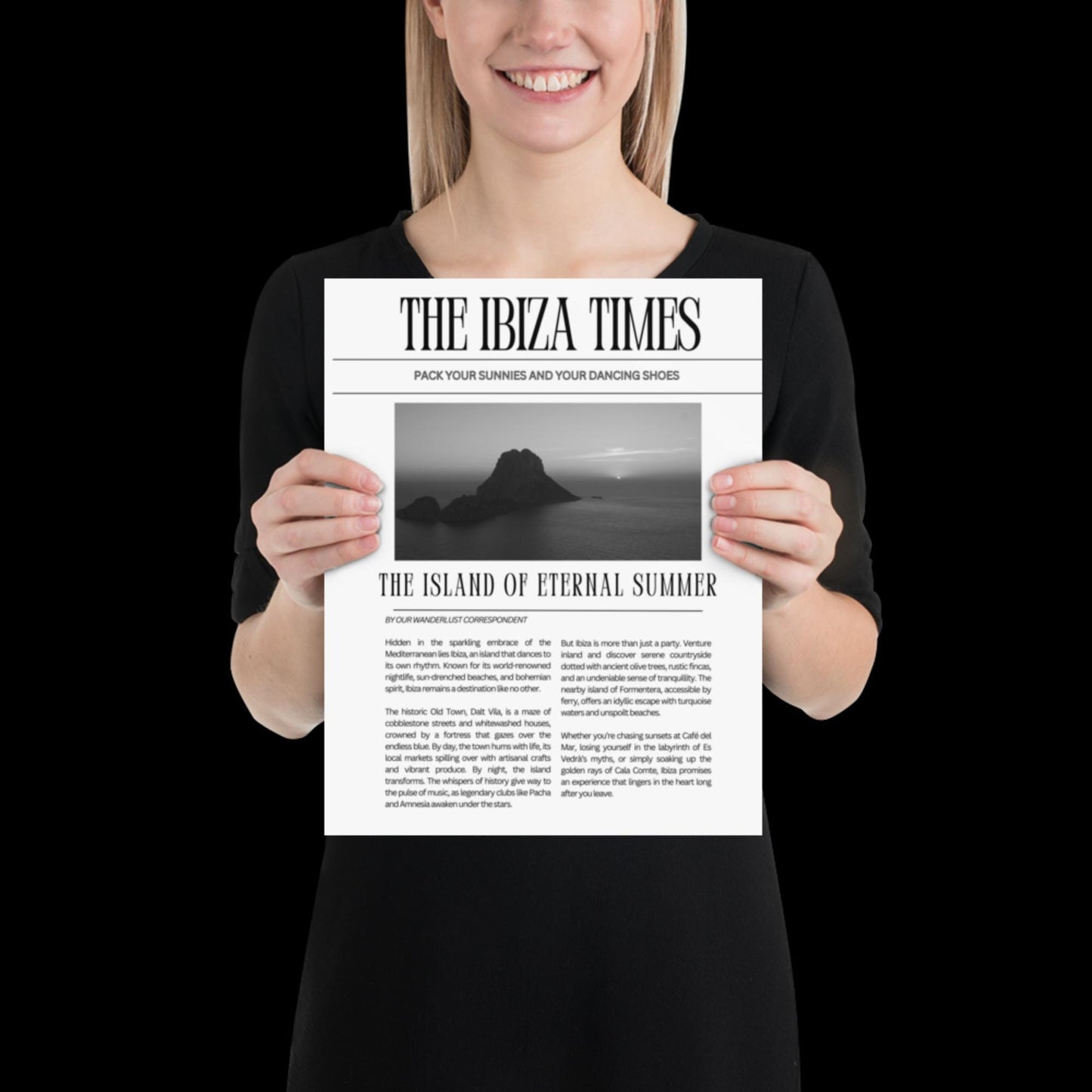 This Ibiza Times - Newspaper Ibiza Retro Disco Print Music Poster Wall Art A5 A4 A3 Bold Typographic Gallery Wall Black and White Magazine