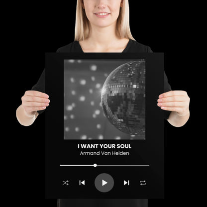 I Want Your Soul Inspired Armand Van Helden Black Print - Ibiza Art Bold Typographic Colourful House Music Poster Groovy Bar Disco Funky