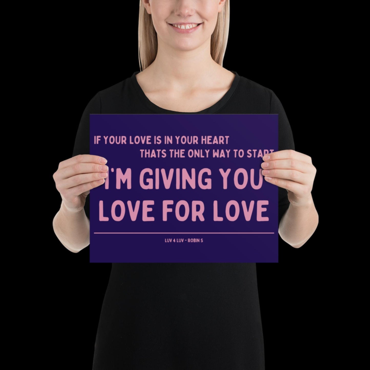 Love for Love (Luv for Luv) Robin S Lyric Print - Navy and Pink - Disco Music Poster Wall Art Retro Inspired Music Bold Typographic Quote