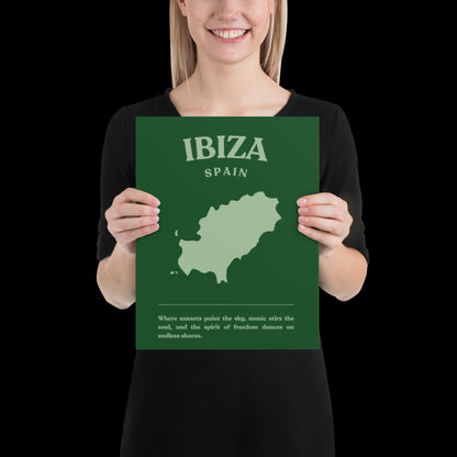 Ibiza Spain Green Wall Print - Ibiza Colourful Funny Cute Birthday Christmas Gift Unique Leopard Cocktail