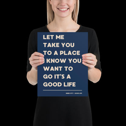 It's a Good Life Navy Blue & Beige Lyric Wall Print | Music Poster | Wall Art | A5 A4 A3 | Typographic | Lyrics | Custom Print | Wall Decor