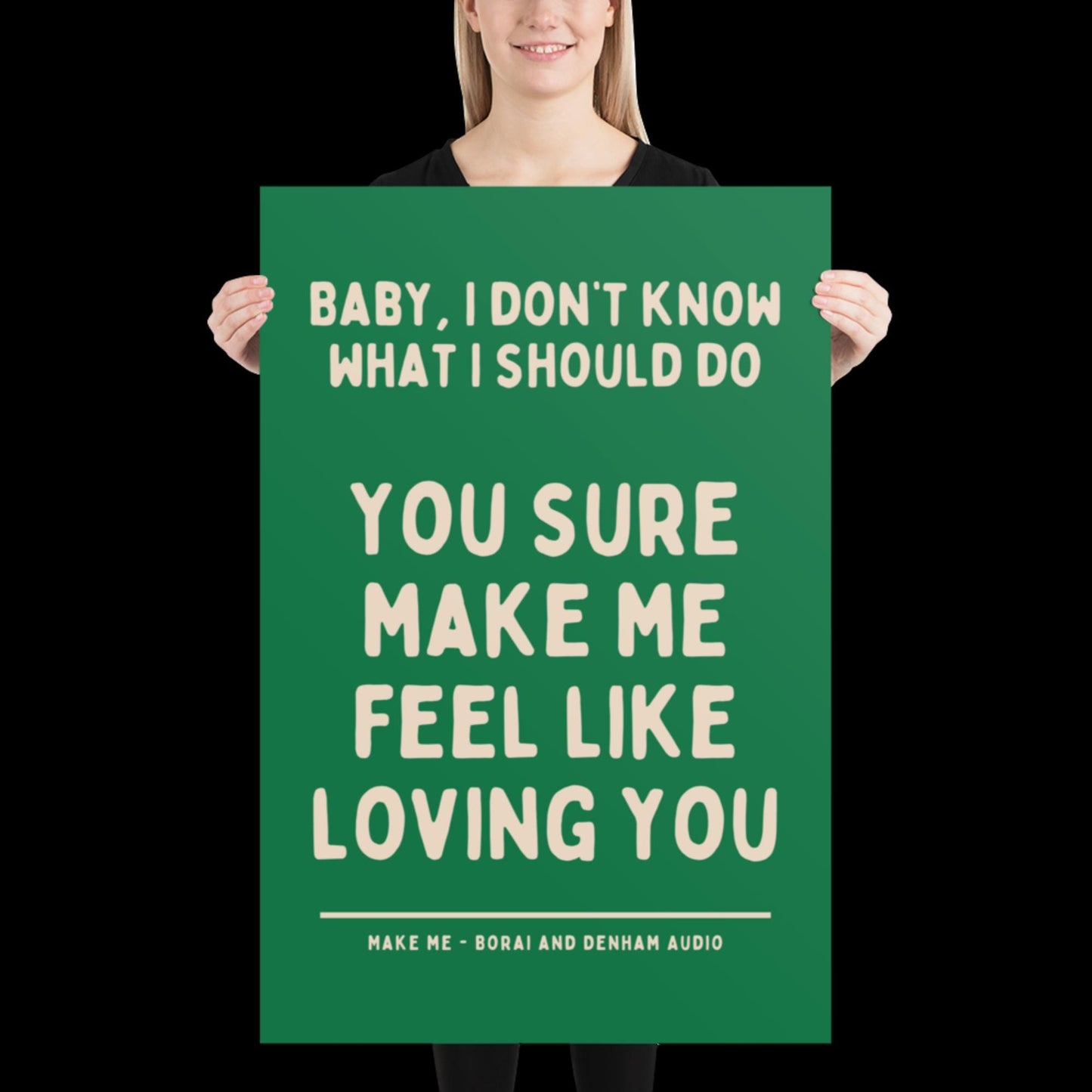 Make Me Inspired Green and Beige Print - Borai Denham Audio Ibiza Bold Typographic Colourful House Music Poster Groovy Bar Disco Funky