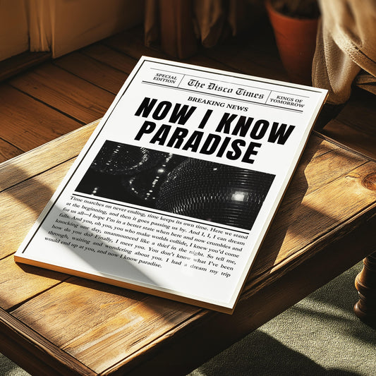Finally Kings of Tomorrow Inspired Newspaper Lyric Print White and Black - Ibiza Funky Disco House Music A1 A2 A3 Typographic Ball