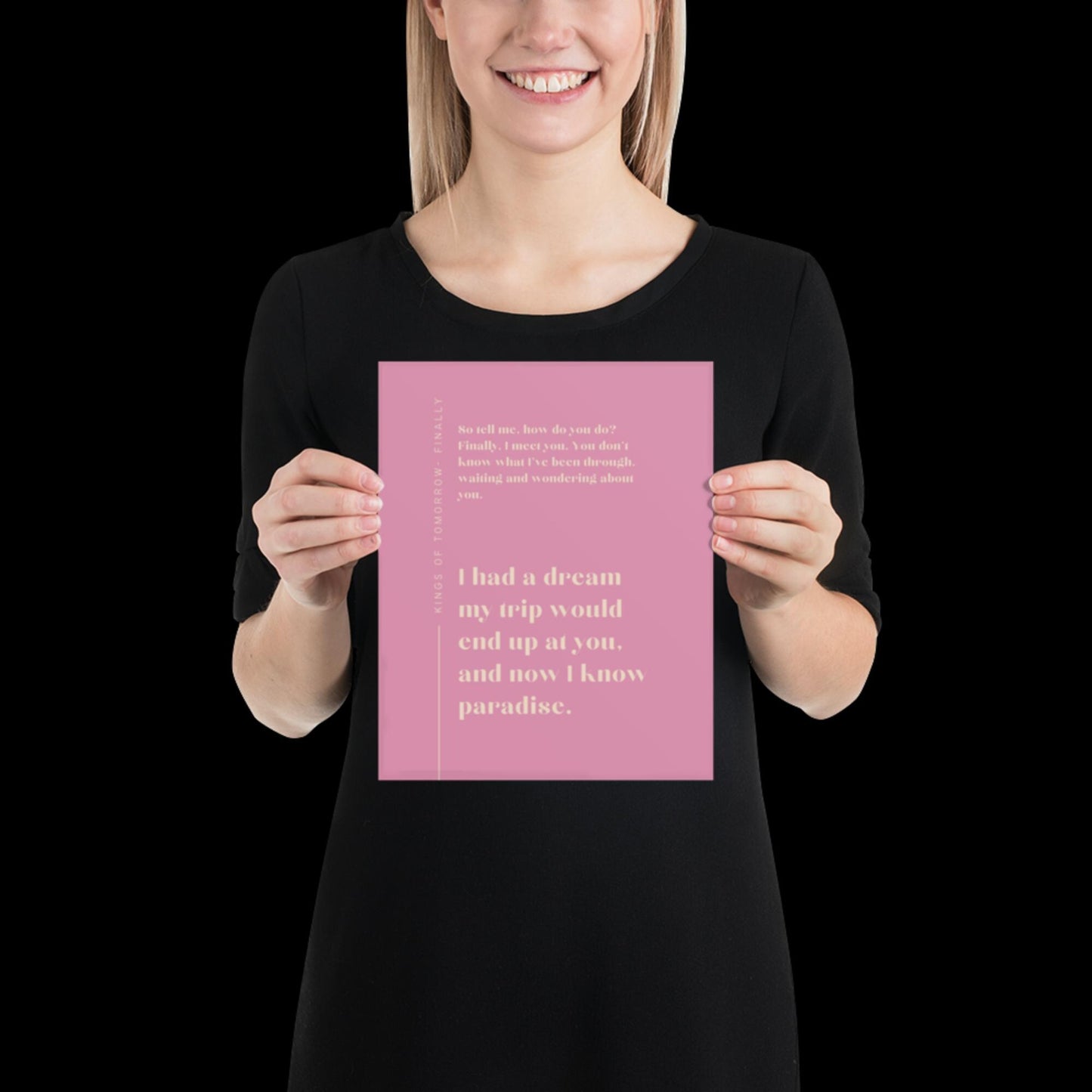 Finally Kings of Tomorrow Inspired Lyric Print Pink and Beige - Ibiza Funky Disco House Music A1 A2 A3 Typographic Disco Ball