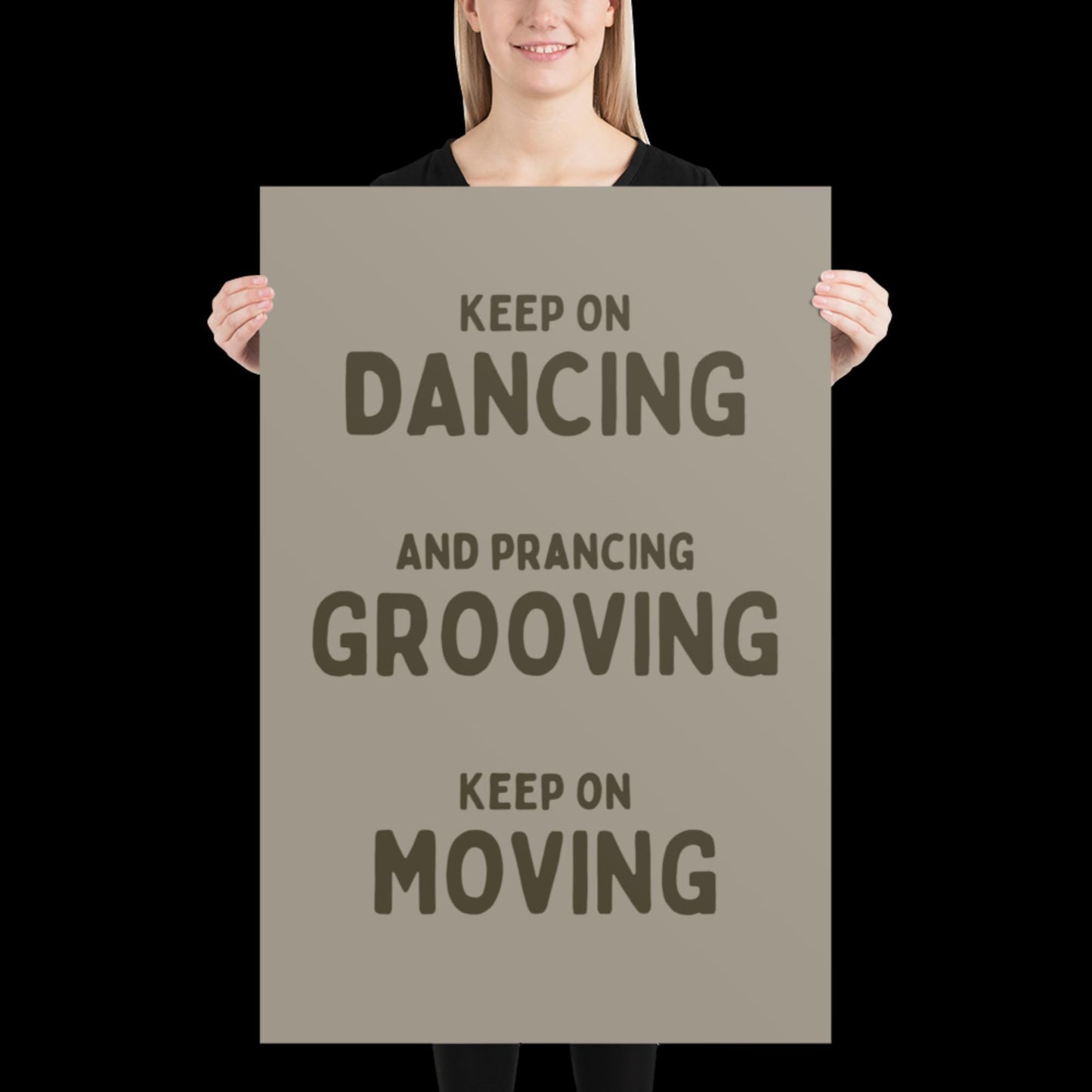 Music is The Answer Typographic Khaki Grey Wall Print - Ibiza Art Bold Typographic Colourful House Music Poster Groovy Bar Disco Funky