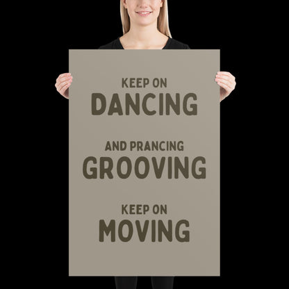 Music is The Answer Typographic Khaki Grey Wall Print - Ibiza Art Bold Typographic Colourful House Music Poster Groovy Bar Disco Funky