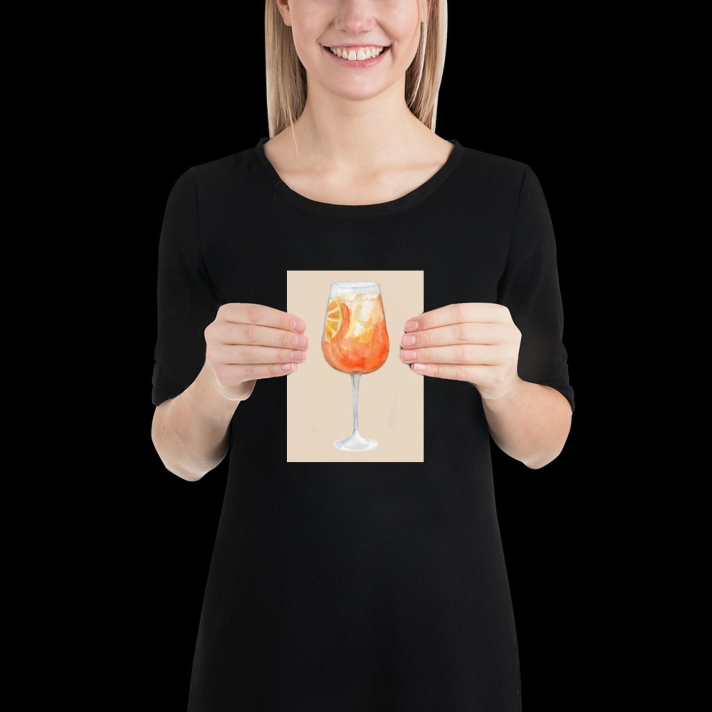 Watercolour Aperol Orange Cocktail Wall Print - Fruit Ibiza Colourful Funny Cute Birthday Christmas Gift Unique Printed Cowboy Leopard