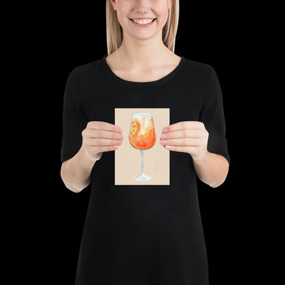 Watercolour Aperol Orange Cocktail Wall Print - Fruit Ibiza Colourful Funny Cute Birthday Christmas Gift Unique Printed Cowboy Leopard