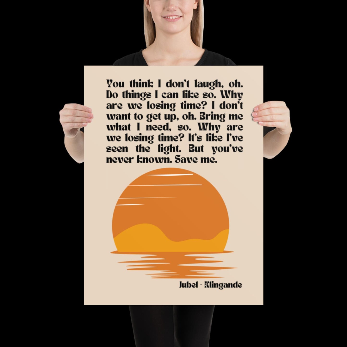 Jubel Klingande Inspired Sunset Print Beige - Song Lyric Music Poster Wall Art Typographic Lyrics Ibiza House Music Wall Decor Saxophone