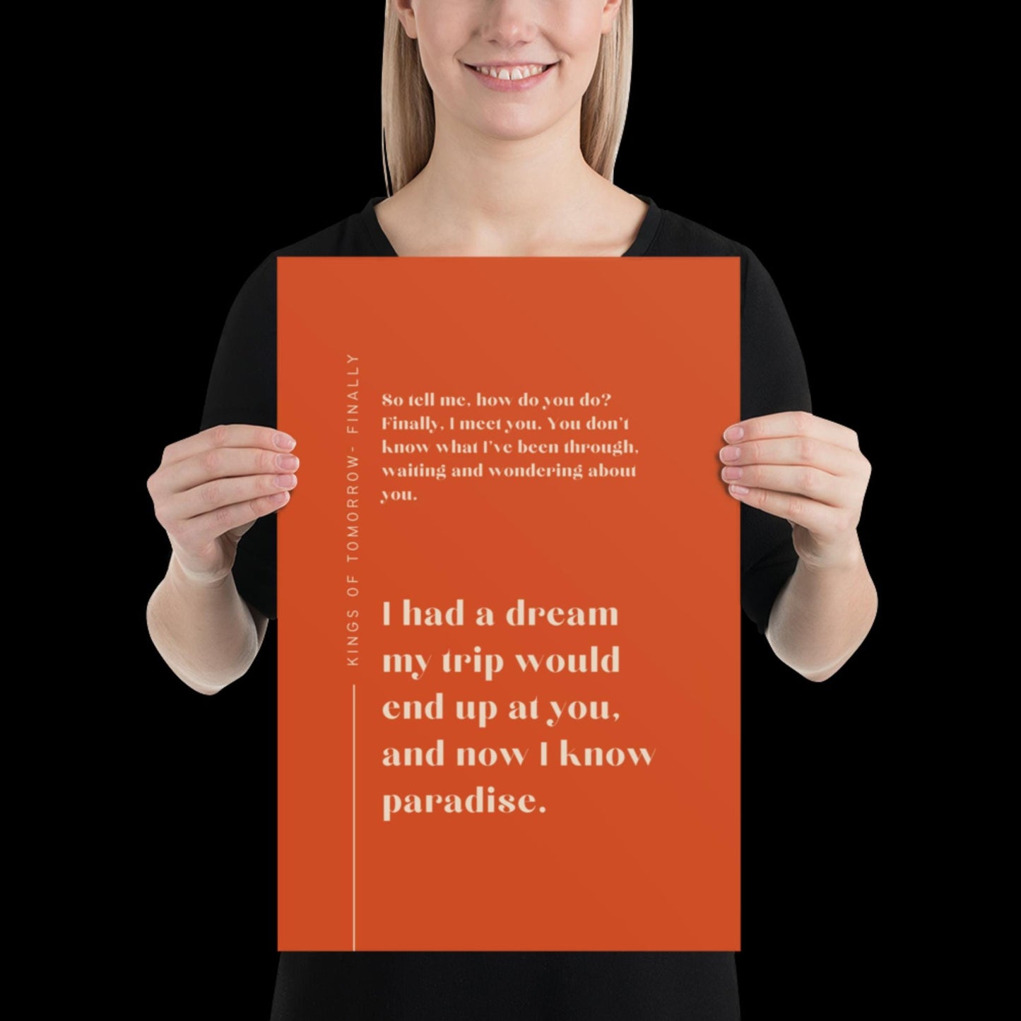 Finally Kings of Tomorrow Inspired Lyric Print Orange and Beige - Ibiza Funky Disco House Music A1 A2 A3 Typographic Disco Ball