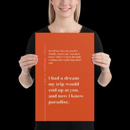 Finally Kings of Tomorrow Inspired Lyric Print Orange and Beige - Ibiza Funky Disco House Music A1 A2 A3 Typographic Disco Ball