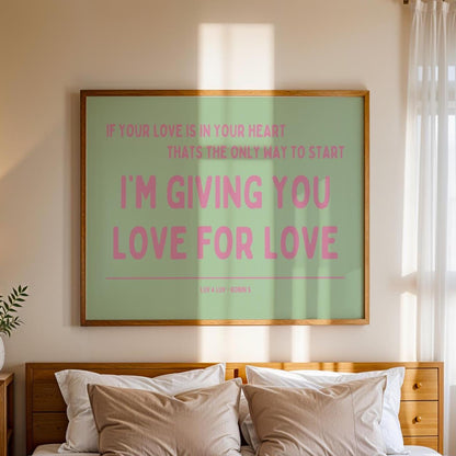 Love for Love (Luv for Luv) Robin S Lyric Print - Green and Pink - Disco Music Poster Wall Art Retro Inspired Music Bold Typographic Quote