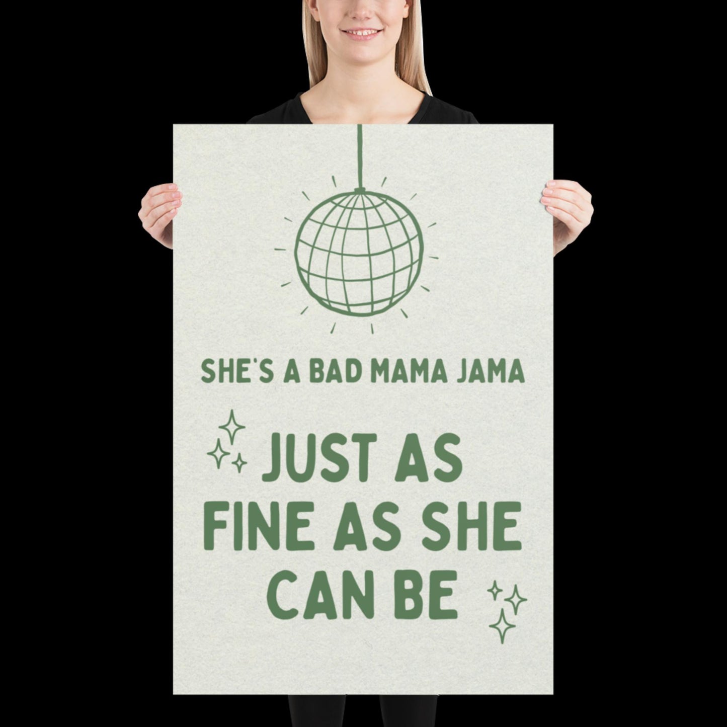 She's a Bad Mama Jama Carl Carlton Lyric Print | House Music Poster | Quote Print | Typographic | Disco Decor | Disco Ball Wall Print | Gift