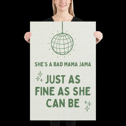 She's a Bad Mama Jama Carl Carlton Lyric Print | House Music Poster | Quote Print | Typographic | Disco Decor | Disco Ball Wall Print | Gift