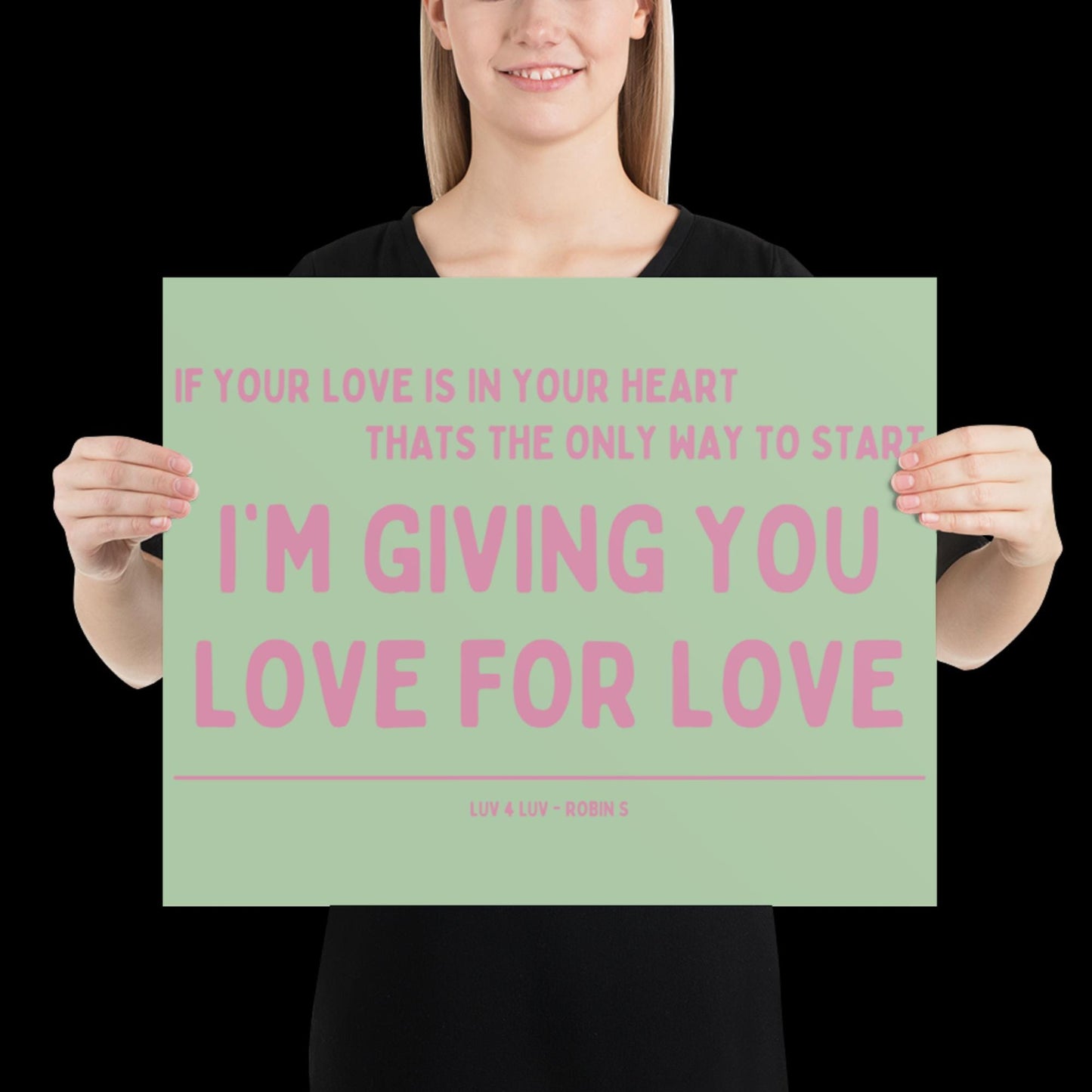 Love for Love (Luv for Luv) Robin S Lyric Print - Green and Pink - Disco Music Poster Wall Art Retro Inspired Music Bold Typographic Quote