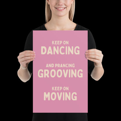 Music is The Answer Typographic Pink and Beige Wall Print - Ibiza Art Bold Typographic Colourful House Music Poster Groovy Bar Disco Funky