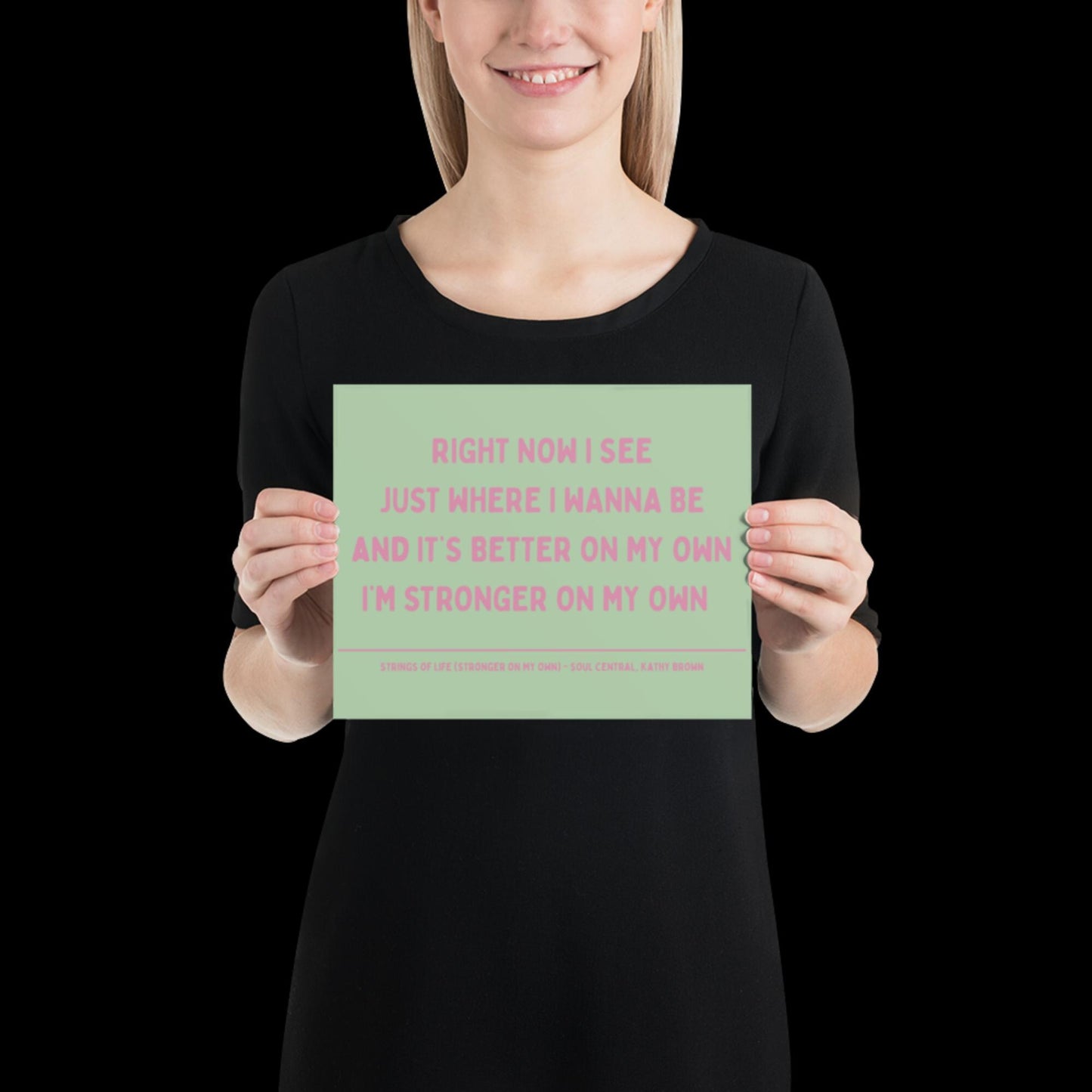 Strings of Life Soul Central Lyric Print - Green and Pink - Disco Music Poster Wall Art Retro Inspired Music Bold Typographic Quote