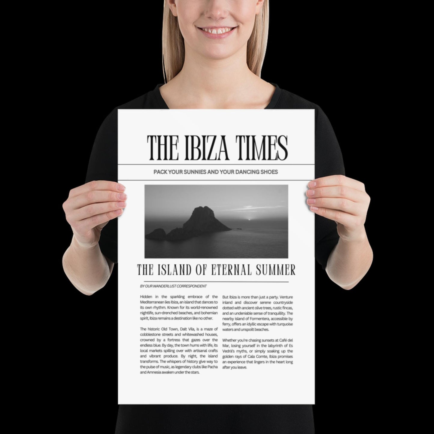 This Ibiza Times - Newspaper Ibiza Retro Disco Print Music Poster Wall Art A5 A4 A3 Bold Typographic Gallery Wall Black and White Magazine