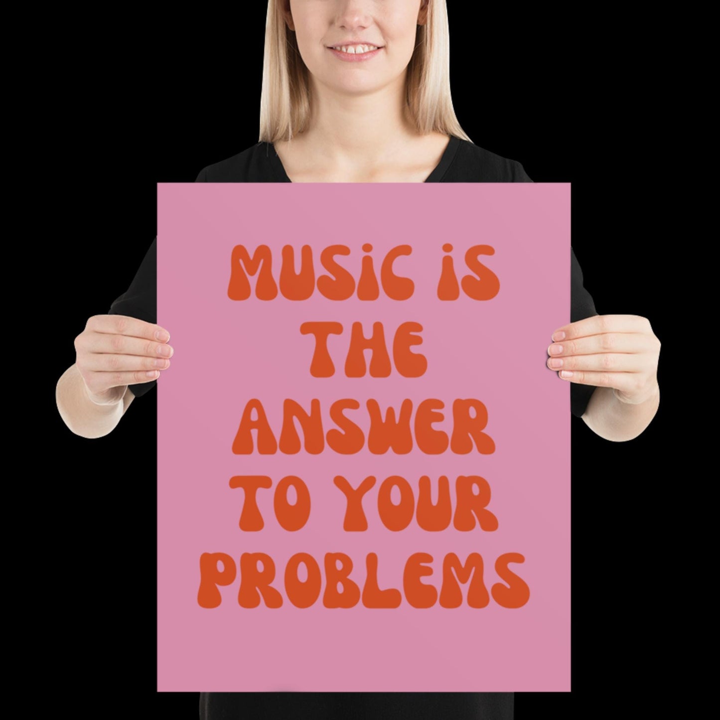 Music is The Answer Lyrics 001 Pink Wall Print -  Ibiza Colourful Funny Cute Birthday Art Gift Unique Funky House Music Poster Disco