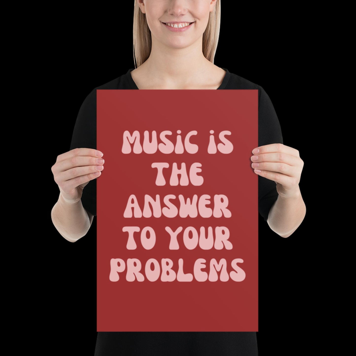 Music Is The Answer Lyrics 001 Red Wall Print - Ibiza Colourful Funny Cute Birthday Art Gift Unique Funky House Music Poster Disco