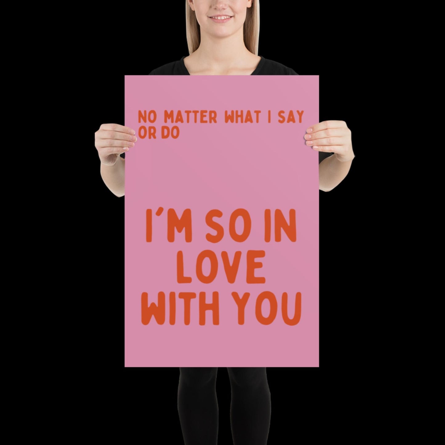 I'm So In Love With You Pink and Orange Wall Print - Ibiza Colourful Funny Cute Birthday Art Gift Unique Funky House Music Poster Lyrics