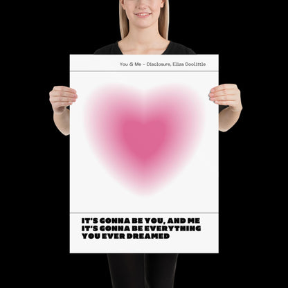 You and Me Pink Heart Aura Print - Disclosure Wall Art for House EDM Ibiza Festival Rave Art Decor House Music Disco Ball Funky