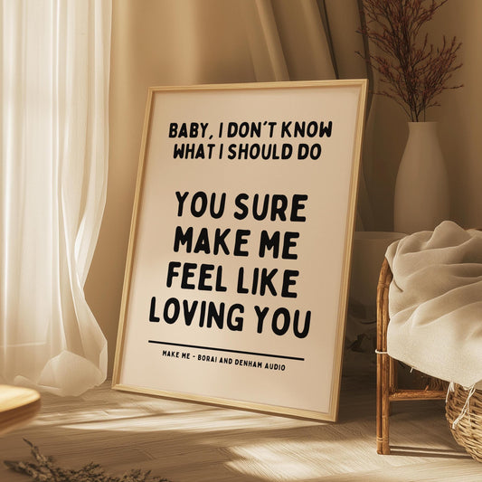Make Me Inspired Beige and Black Print - Borai Denham Audio Ibiza Bold Typographic Colourful House Music Poster Groovy Bar Disco Funky