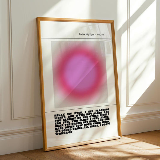 Relax My Eyes Inspired Pink Aura Print - ANOTR Wall Art for House EDM Ibiza Festival Rave Art Decor House Music Lovers Disco Ball Funky