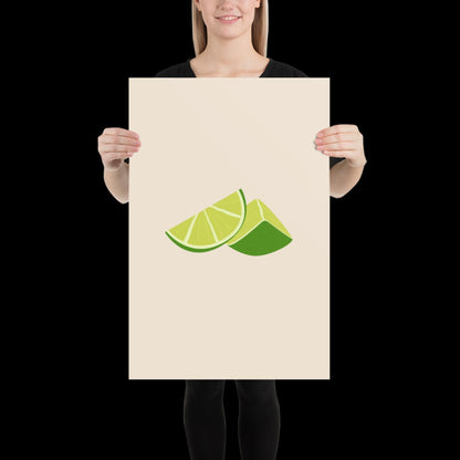 Limes Spicy Margarita Beige Wall Print | Bar Cart Art | Cherry Print | Cocktail Poster | Bold Prints | A1 A2 Physical Print | Kitchen Art