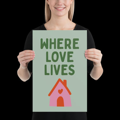 Where Love Lives Alison Limerick Inspired Lyric Print Green - Ibiza Funky Disco House Music A1 A2 A3 Typographic Ball Aesthetic Poster