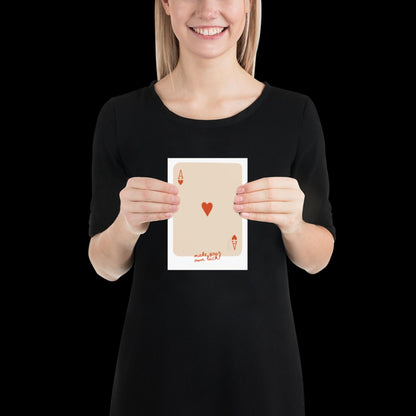 Make Your Own Luck Red and Beige Playing Card Print - Poster Wall Art Typographic Wall Decor Lyric Retro Funky Ibiza Groovy