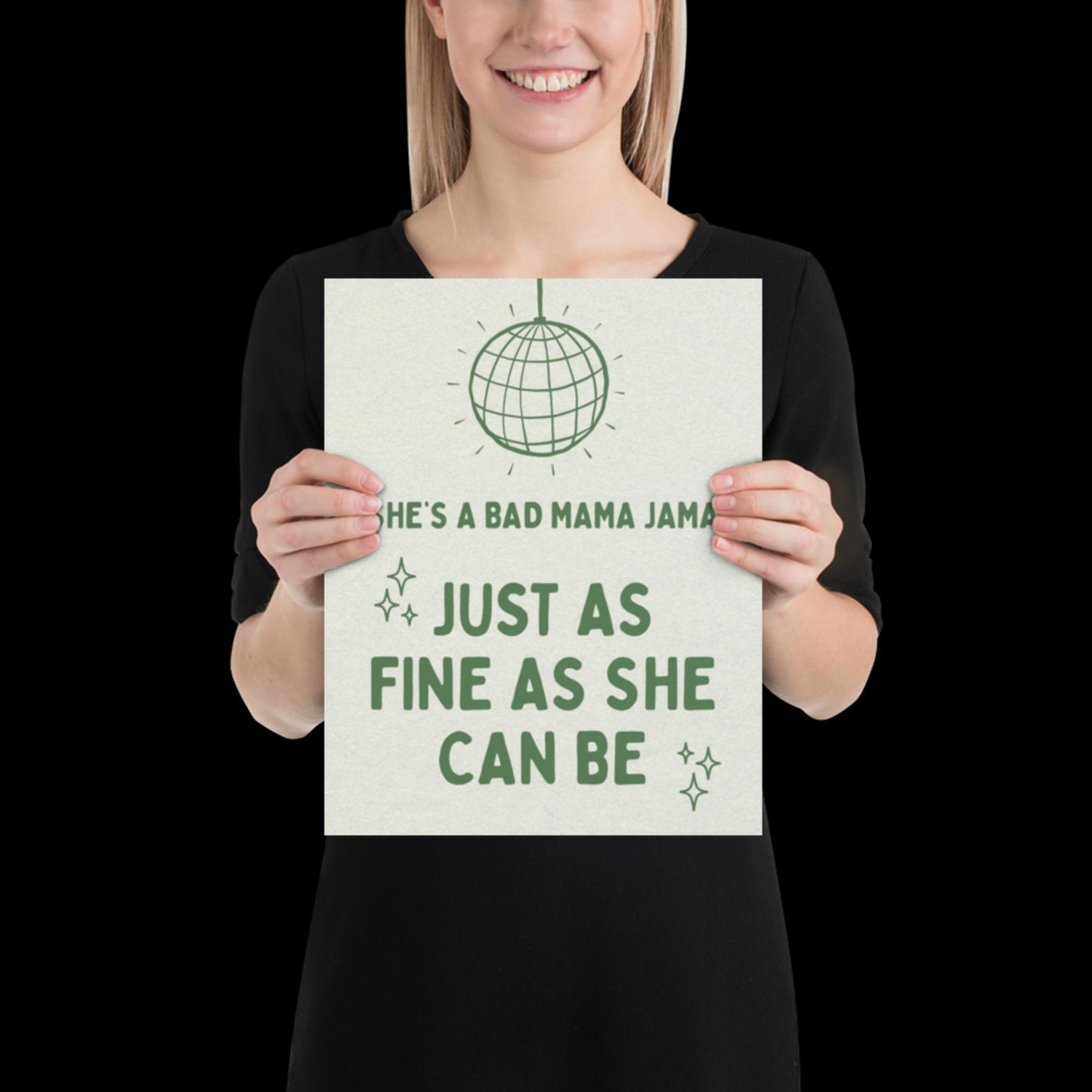 She's a Bad Mama Jama Carl Carlton Lyric Print | House Music Poster | Quote Print | Typographic | Disco Decor | Disco Ball Wall Print | Gift