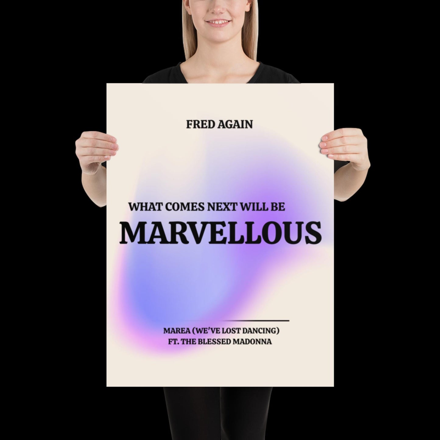 What Comes Next Will Be Marvellous Pink Lyrics Print | Fred Again Purple Blue Aura | House music | Techno music | Music Lyric Art | Disco