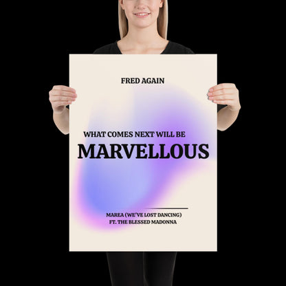 What Comes Next Will Be Marvellous Pink Lyrics Print | Fred Again Purple Blue Aura | House music | Techno music | Music Lyric Art | Disco