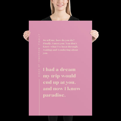 Finally Kings of Tomorrow Inspired Lyric Print Pink and Beige - Ibiza Funky Disco House Music A1 A2 A3 Typographic Disco Ball